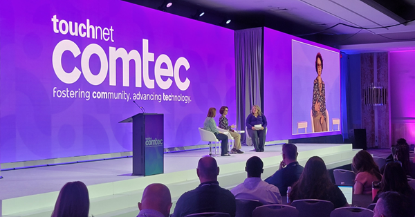 Client panel at COMTEC 2025 with Kala Mulder, Karen Sorrell, and Melissa Lewis.